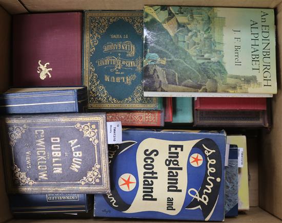 A collection of hardback books on UK travel and topography,
